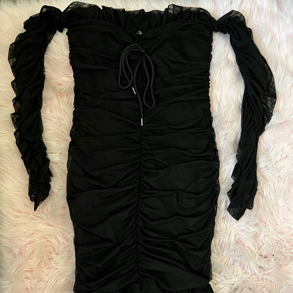 Black strapless dress